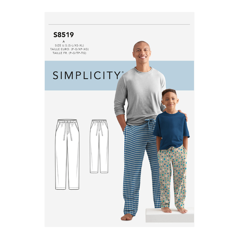 Boys' & Men's Slim Fit Lounge Trousers, Boys S - L Mens XS - XL Pattern 8519