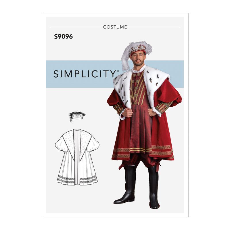 Simplicity Sewing Pattern S9096 Men's Historical Costume Coat With Hat In Three Sizes BB Sizes 44-52