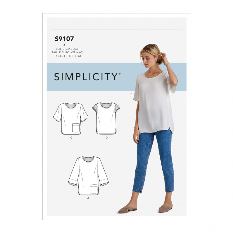 Simplicity Sewing Pattern S9107 Misses' Tops With Sleeve & Length Variation