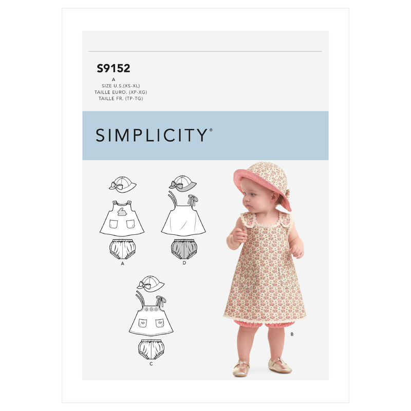 Simplicity Sewing Pattern S9152 Babies' Dress, Panties & Hat Simplicity Sewing Pattern 9152