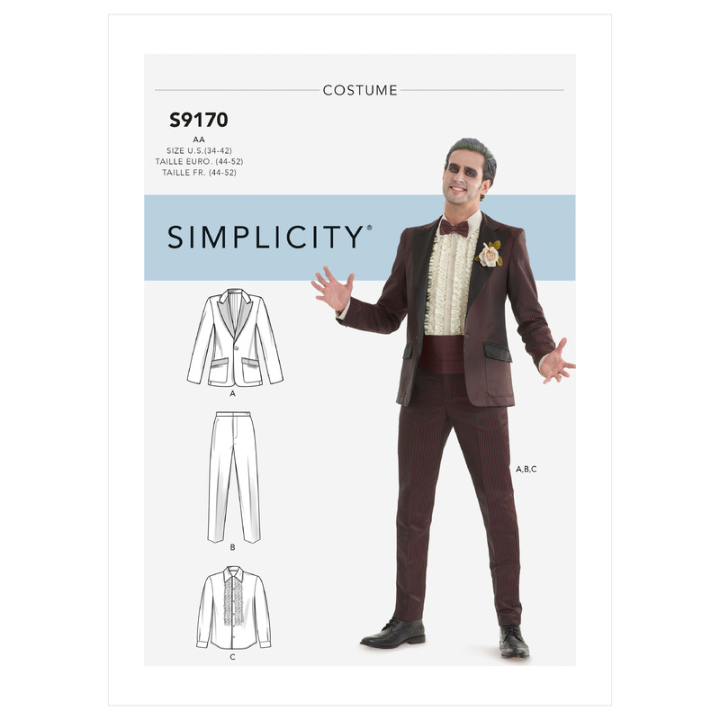 Simplicity Sewing Pattern S9170 Men's Tuxedo Costumes Simplicity Sewing Pattern 9170