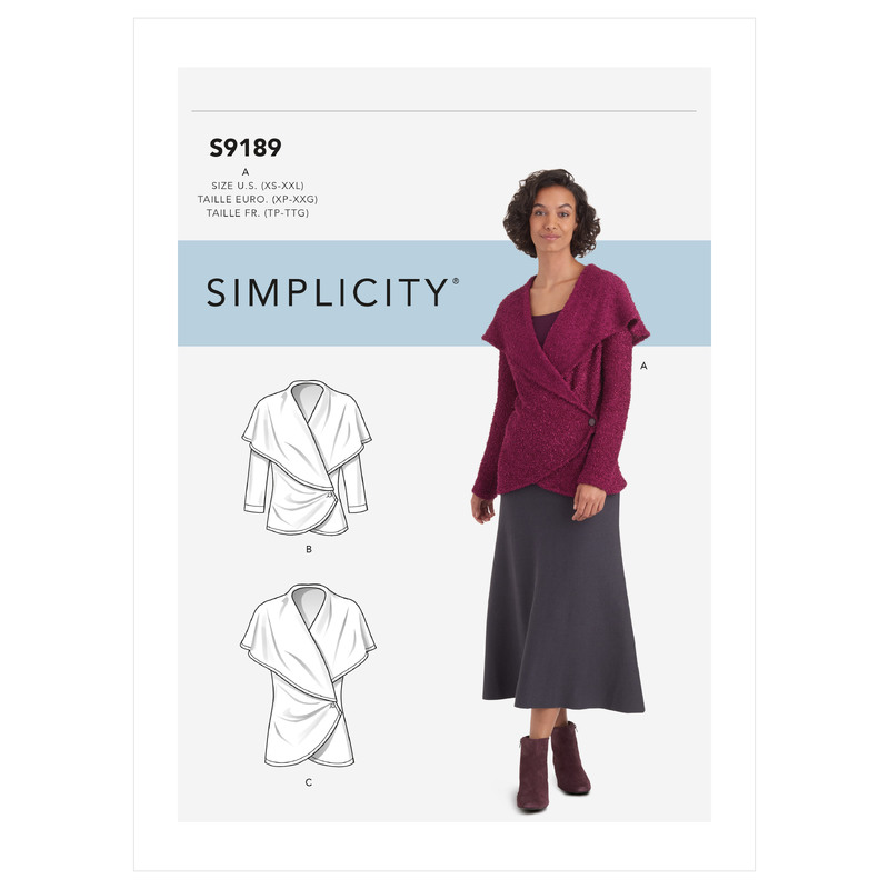 S9189 MISSES' KNIT WRAP JACKET Simplicity Sewing Pattern 9189