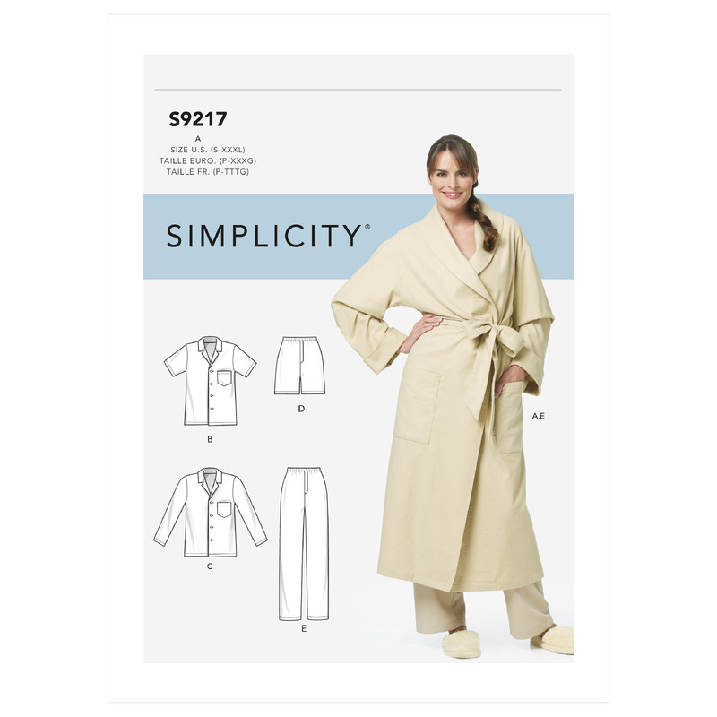 S9217 MISSES/MEN ROBE & PAJAMA Simplicity Sewing Pattern 9217
