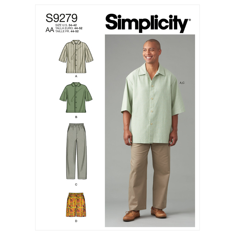 S9279 MEN SHIRT, PANT & SHORTS Simplicity Sewing Pattern 9279