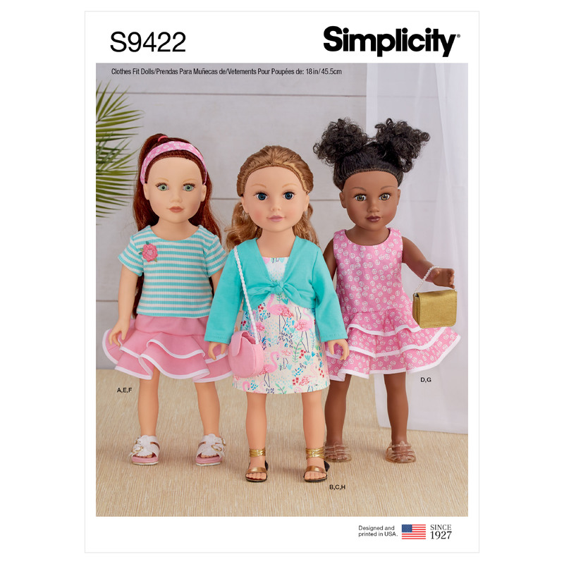 S9422 18" DOLL CLOTHES Simplicity Sewing Pattern 9422