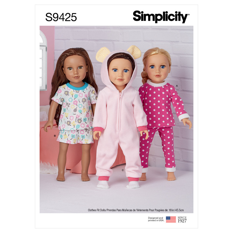 S9425 18" DOLL CLOTHES Simplicity Sewing Pattern 9425