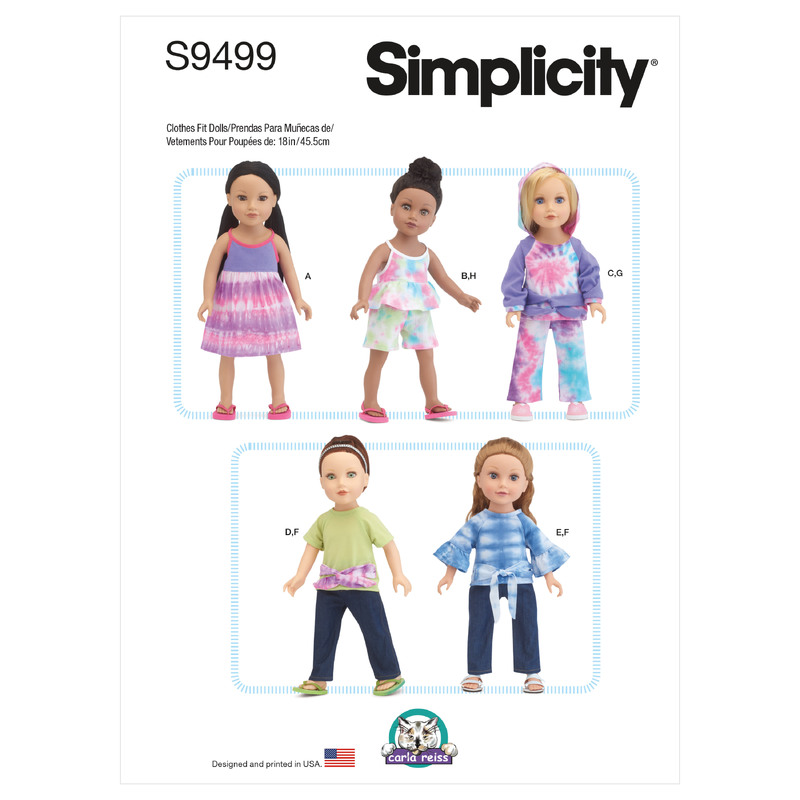 S9499 18" DOLL CLOTHES Simplicity Sewing Pattern 9499