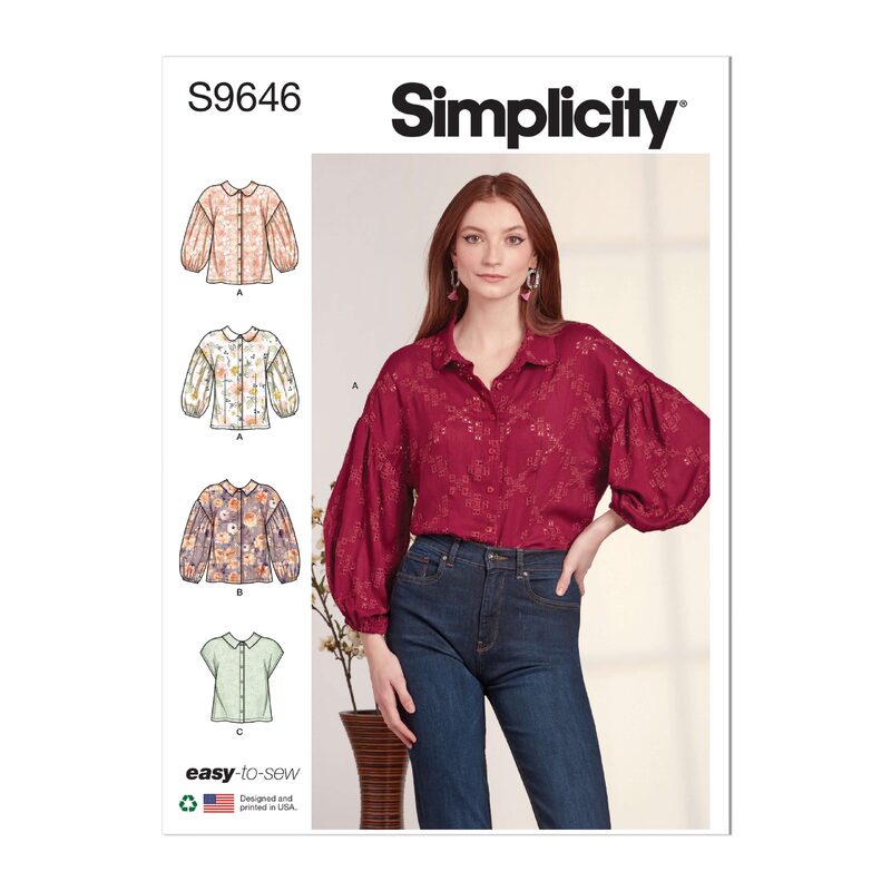 Simplicity Sewing Pattern S9646k5 Misses’ Button Down Top size 8-16