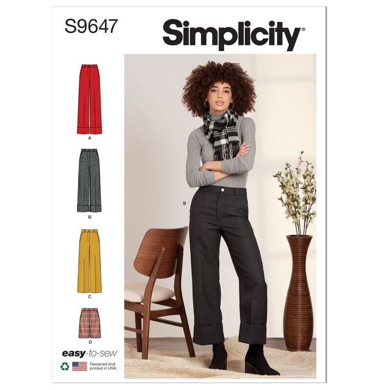 Simplicity Sewing Pattern S9647 Misses' Trousers and Shorts R5 Sizes 14 to 22