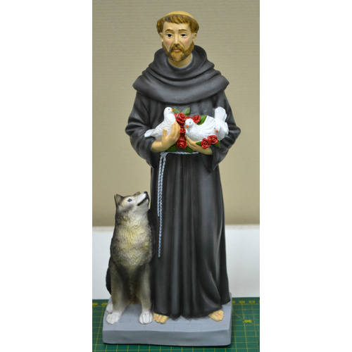 St. Francis, Indoor / Outdoor Polyvinyl Statue 30cm, Virtually Unbreakable