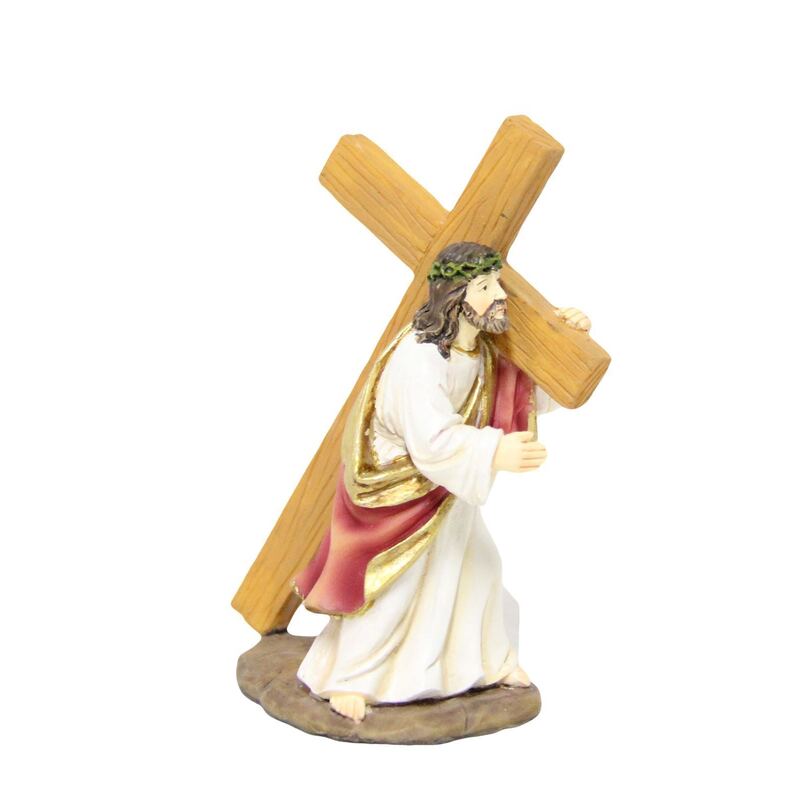Jesus Carrying Cross Resin Statue 105mm (4") High