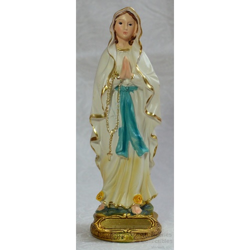 Our Lady Lourdes Statue, Resin, 140mm (5.5") High x 45mm Wide x 45mm Deep