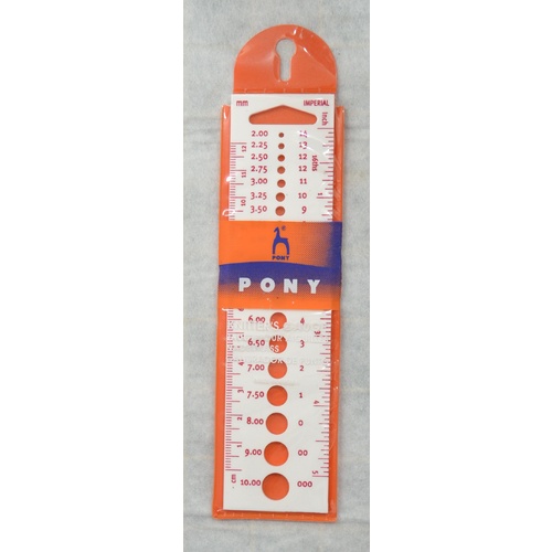 Pony Knitters Gauge, Metric & Imperial, 2.0 to 10mm Gauge Holes, (60244)