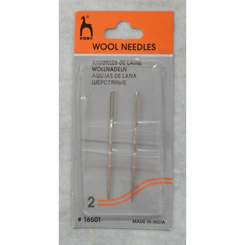 Pony Wool Needles, 2 Pack, Large Eye 53mm Ballpoint, 53mm Sharp Point