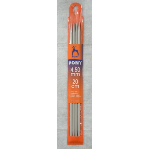 Pony Double Ended 4.5mm x 20cm Knitting Pin, Knitting Needle, Pack of 4 (36210)