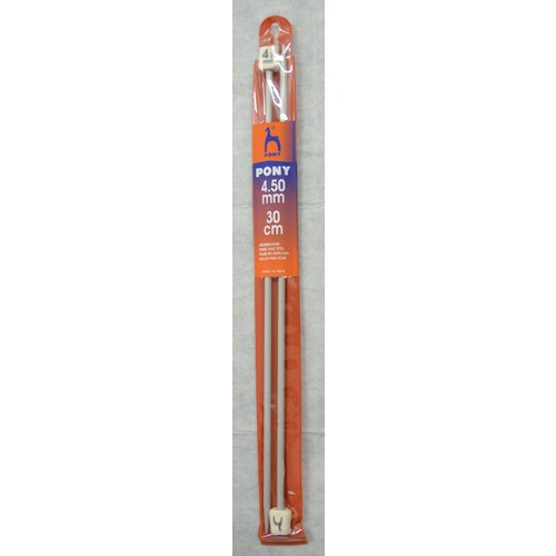 Pony Aluminium Knitting Needle 30cm 4.50mm, 1 Pair per Pack, aka Knitting Pins