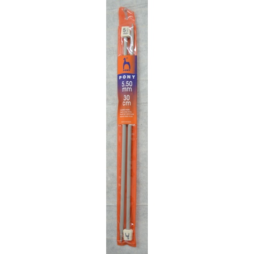 Pony Plastic Knitting Needle 30cm 5.50mm, 1 Pair per Pack, aka Knitting Pins