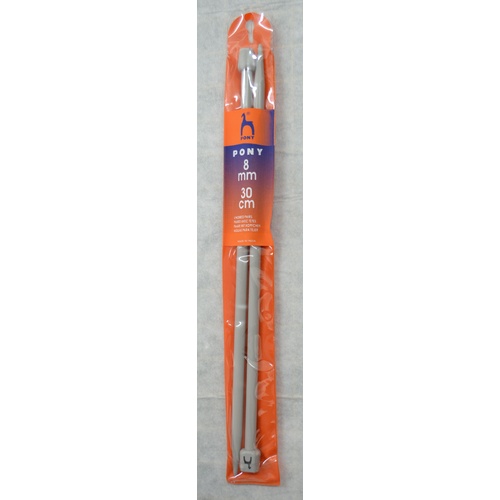 Pony Plastic Knitting Needle 30cm 8mm, 1 Pair per Pack, aka Knitting Pins