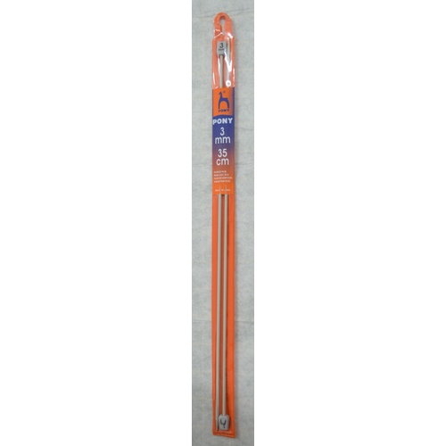 Pony Aluminium Knitting Needles 35cm 3mm, 1 Pair per Pack, aka Knitting Pins