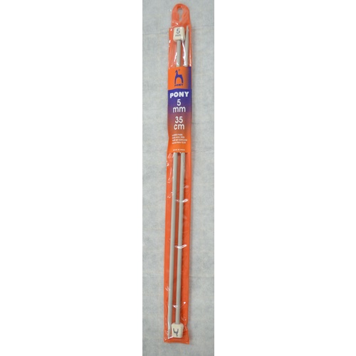 Pony Aluminium Knitting Needle 35cm 5mm, 1 Pair per Pack, aka Knitting Pins