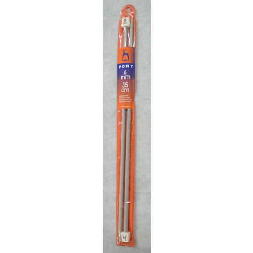 Pony Plastic Knitting Needle 35cm 6mm, 1 Pair per Pack, aka Knitting Pins