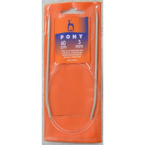 Pony Circular Knitting Needle, 60cm Long, 3.0mm