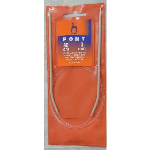 Pony Circular Knitting Needle, 80cm Long, 3mm