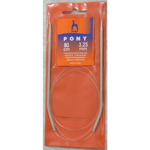 Pony Circular Knitting Needle, 80cm Long, 3.25mm Needles