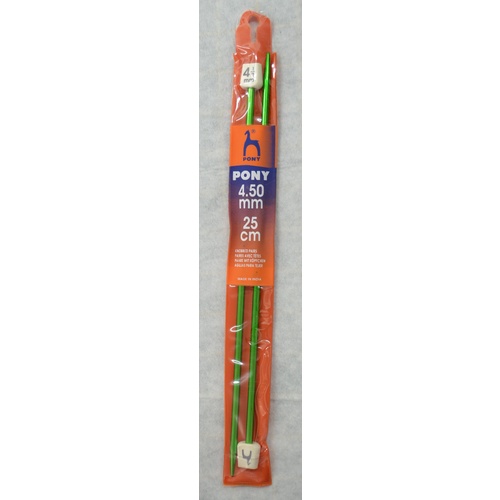 Pony Knitting Needles 25cm 4.50mm, Colour Anodised, 1 Pair per Pack, aka Knitting Pins