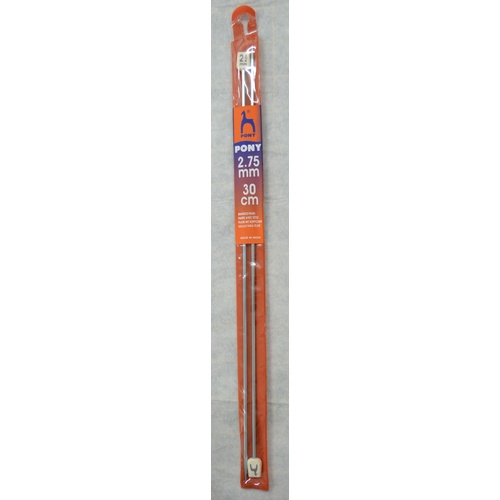 Pony Knitting Needles 30cm 2.75mm, Colour Anodised, 1 Pair per Pack, aka Knitting Pins