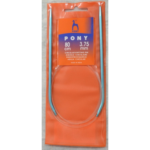 Pony Circular Knitting Needle, 80cm Long, 3.75mm Colour Anodised