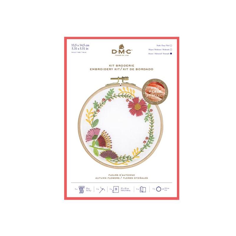 AUTUMN FLOWERS DMC Perle 5 Embroidery Kit TB152