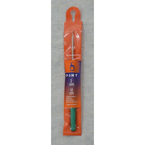 Pony Crochet Hook 14cm x 2.00mm, Aluminium with Plastic Handle