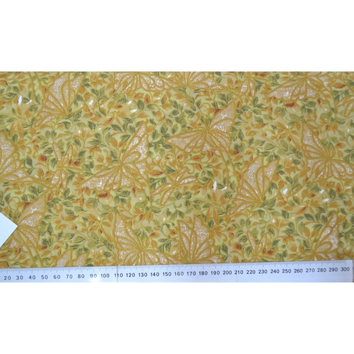 Cotton Fabric Per Metre, 110cm Wide, TDA21578.KHAKI, Hidden Butterfly
