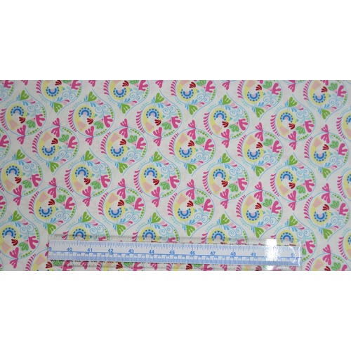 Charles Parsons CHIRPY LOLA WHITE 110cm Wide Cotton Fabric