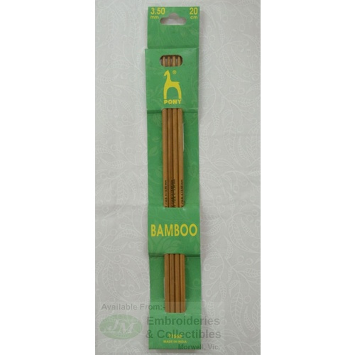 Pony Bamboo Double End Knitting Pins 20cm x 3.50mm, Quality Knitting Needles