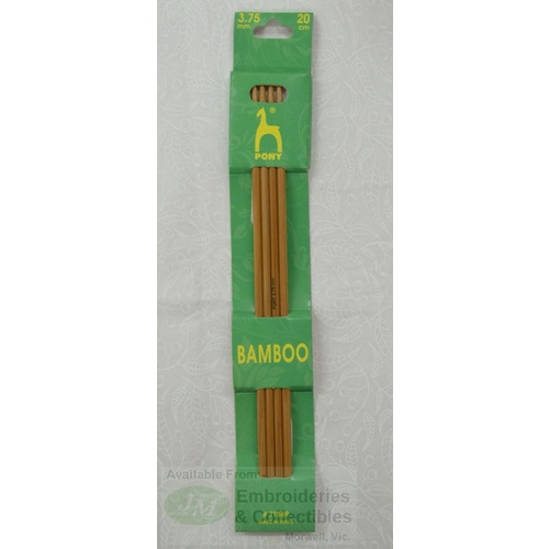 Pony Bamboo Double End Knitting Pins 20cm x 3.75mm, Quality Knitting Needles