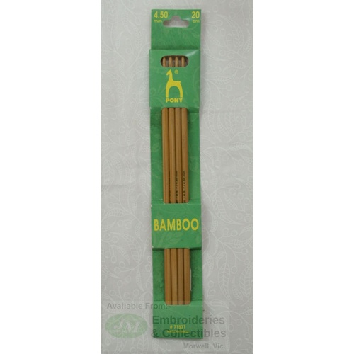Pony Bamboo Double End Knitting Pins 20cm x 4.50mm, Quality Knitting Needles