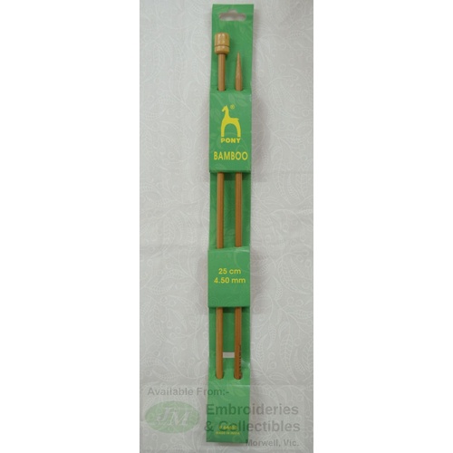 Pony Bamboo Knitting Pins 25cm x 4.50mm, Knitting Needles
