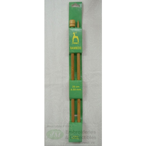 Pony Bamboo Knitting Pins 25cm x 6.50mm, Knitting Needles