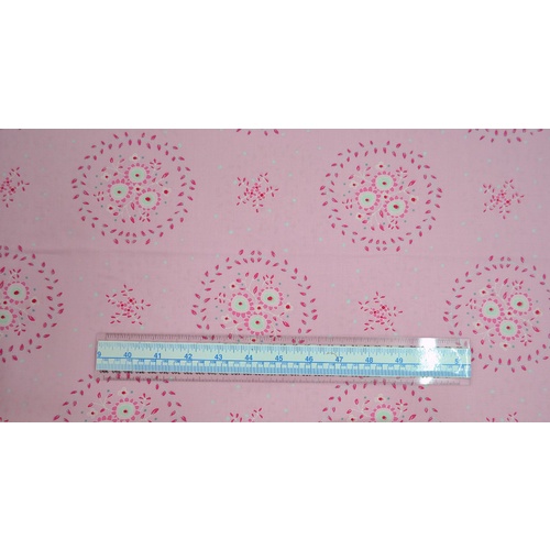 Charles Parsons Hearts & Happy Flowers PINK 110cm Wide Cotton Fabric