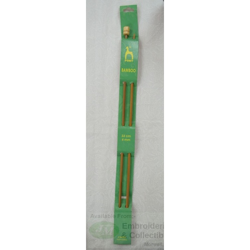 Pony Bamboo Knitting Pins 33cm x 4.00mm, Knobbed Knitting Needles