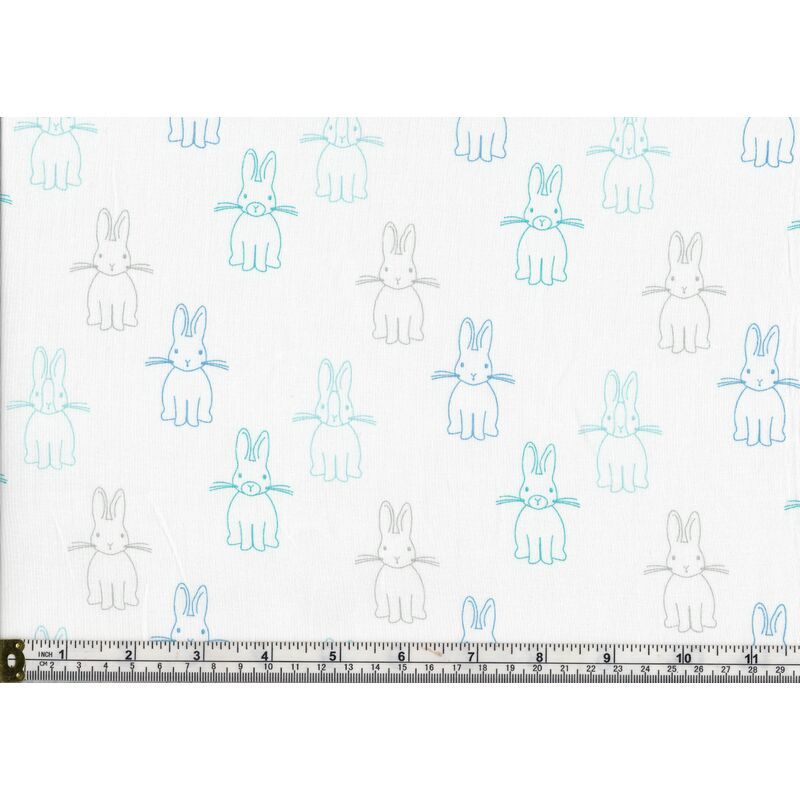 Charles Parsons BUNNY TRAIL QUIET BUNNIES BLUE, Cotton, 110cm Wide Per Metre