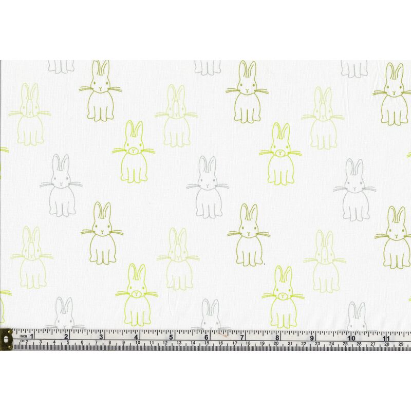 harles Parsons BUNNY TRAIL QUIET BUNNIES GREEN, Cotton, 110cm Wide Per Metre
