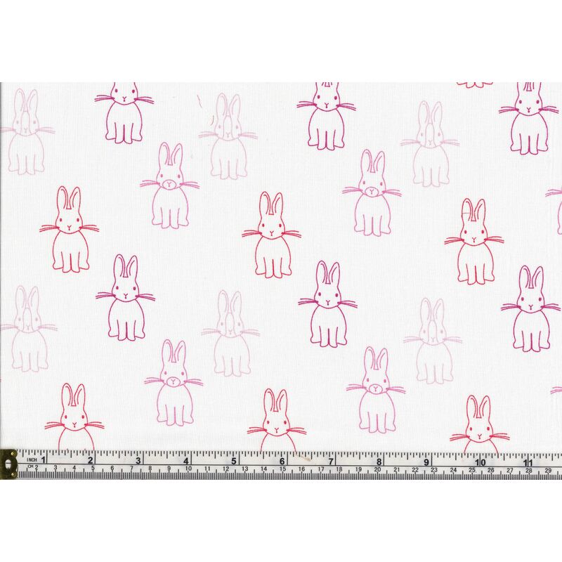 Charles Parsons BUNNY TRAIL QUIET BUNNIES PINK, Cotton, 110cm Wide Per Metre
