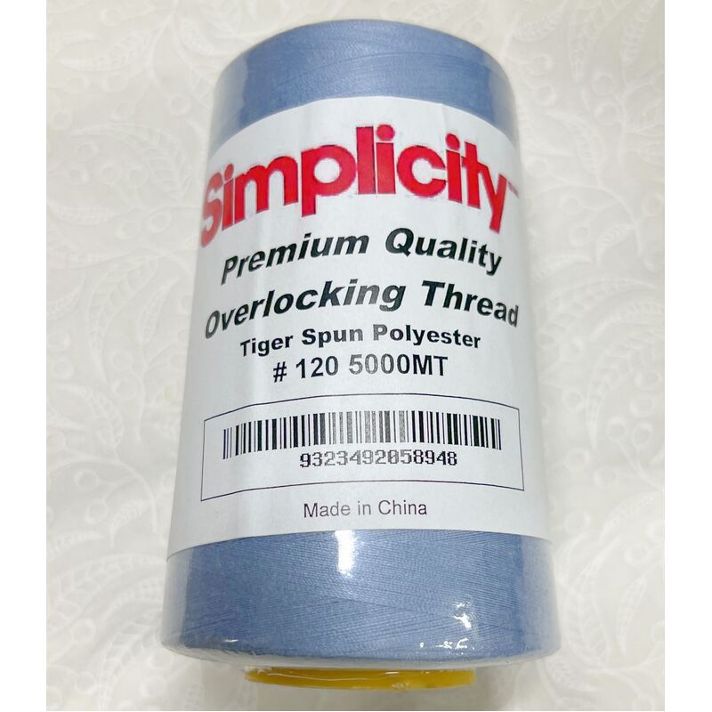 CORNFLOWER BLUE Simplicity Premium Overlocker Thread 5000m, 100% Spun Polyester