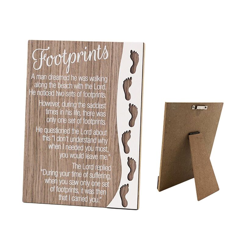 Wooden Inspirational Plaque, Footprints, 145 x 195mm TL8168