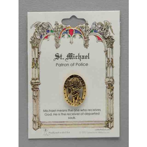St. Michael Patron Saint Lapel Pin, Gold Tone, Patron of Police