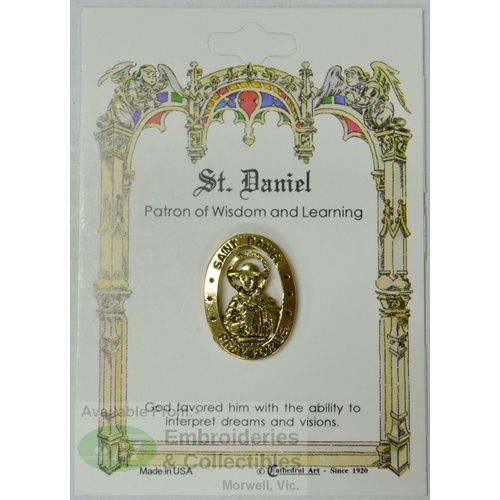 St. Daniel Lapel Pin, Gold Tone, Patron of Wisdom and Learning