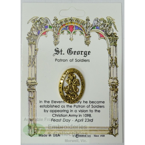 St. George Lapel Pin, Gold Tone, Patron of Soldiers